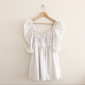 For Love & Lemons Libby Mini Puff Sleeve Dress White Size Small